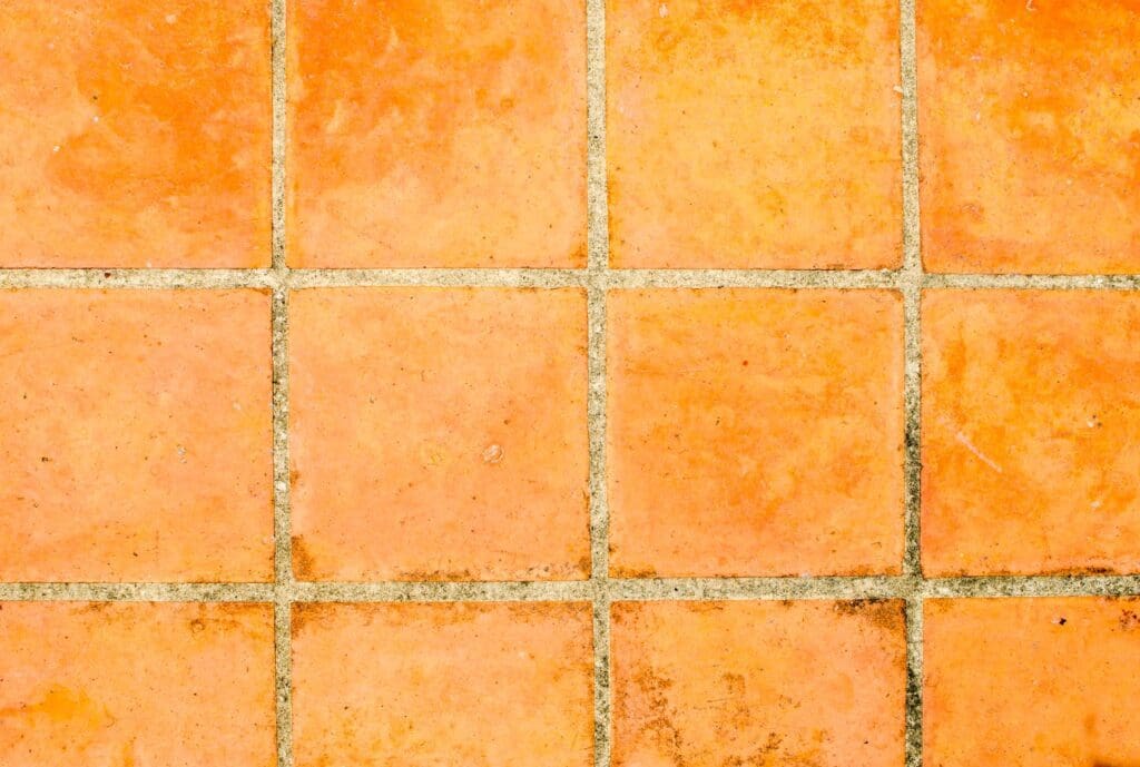 aged tiles square clay orange floor