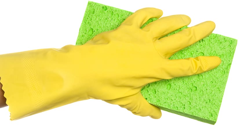 Scrubbing surface clean with a sponge